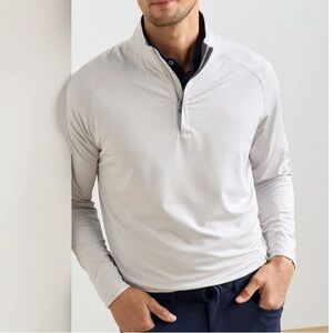 Peter Millar Men's Light Grey Stealth Performance Quarter-Zip